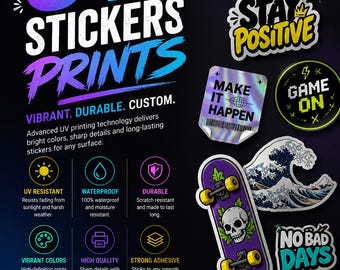 Custom UV Stickers, Gang Sheet UV Sticker Prints