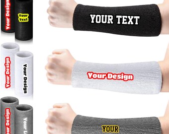 Custom Text, Design, Image Applied SWEAT WRISTBANDS 9", Customized Wristbands