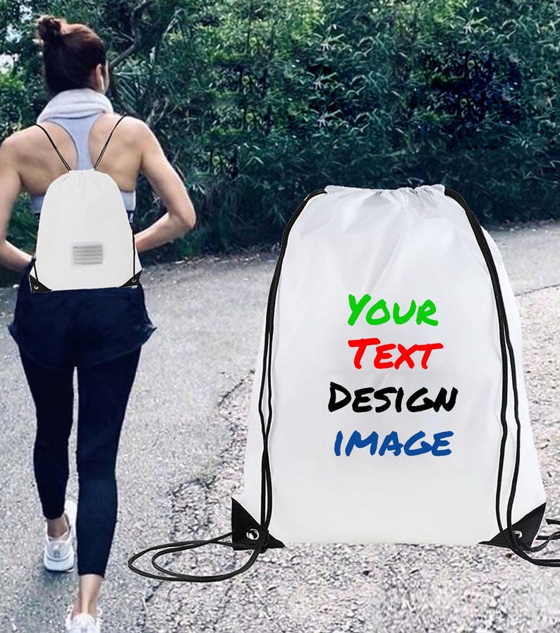 Custom Text, Design, Image Applied Nylon Drawstring BAGS, Customized ...