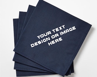 Custom Text Design Image Applied Handkerchiefs, Cotton Polyester Blend (8-22 inches)