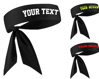 Custom Tie Headband, Personalized Text, Design, Image