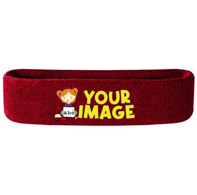 Custom Text, Design, Image Applied SWEAT HEADBANDS, Customized Headbands Maroon