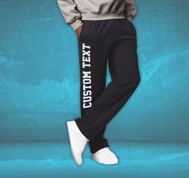 Custom Open Bottom SWEATPANTS for Men and Youths, Matching Sweatpants for Events, Bridal Sweatpants, Sports Sweatpants Black