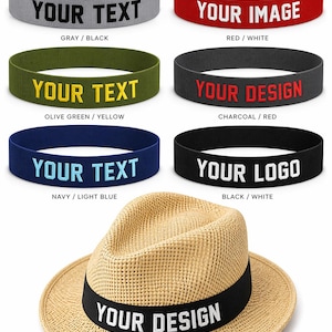 Custom Printed Hatband, Cowboy Fedora Hat Bands, Text, Image
