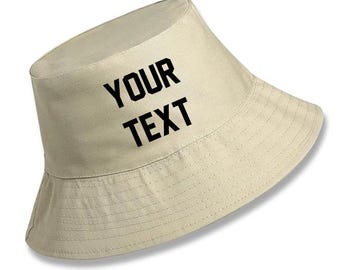 Custom Printed Bucket Hat, Personalized Text Design Image, Cotton Polyester Sun Protection Fishing Hat