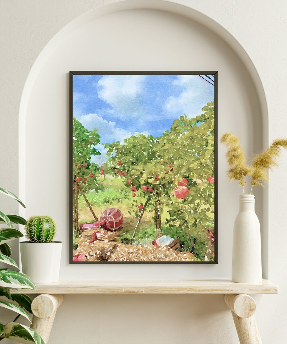 Apple Tree Garden | Watercolor Painting | Printable Digital Download ...