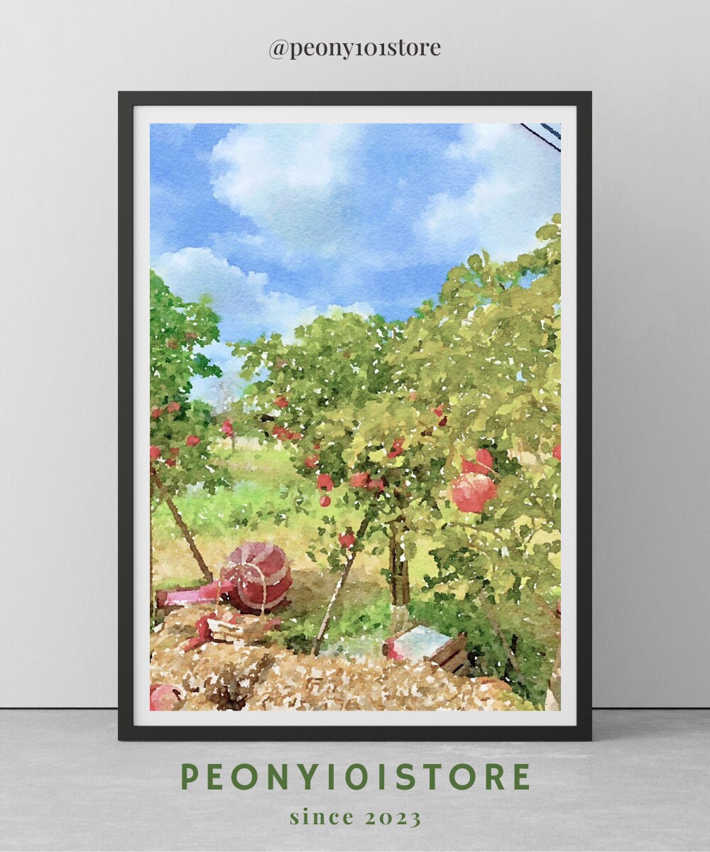 Apple Tree Garden | Watercolor Painting | Printable Digital Download ...