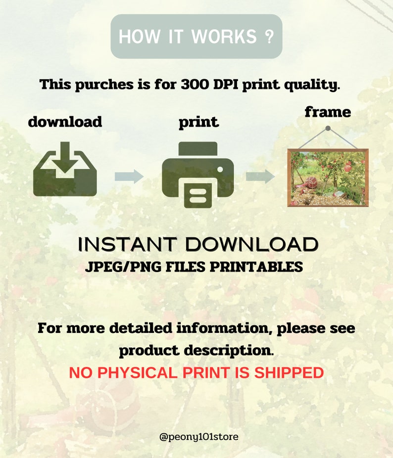 Apple Tree Garden | Watercolor Painting | Printable Digital Download ...