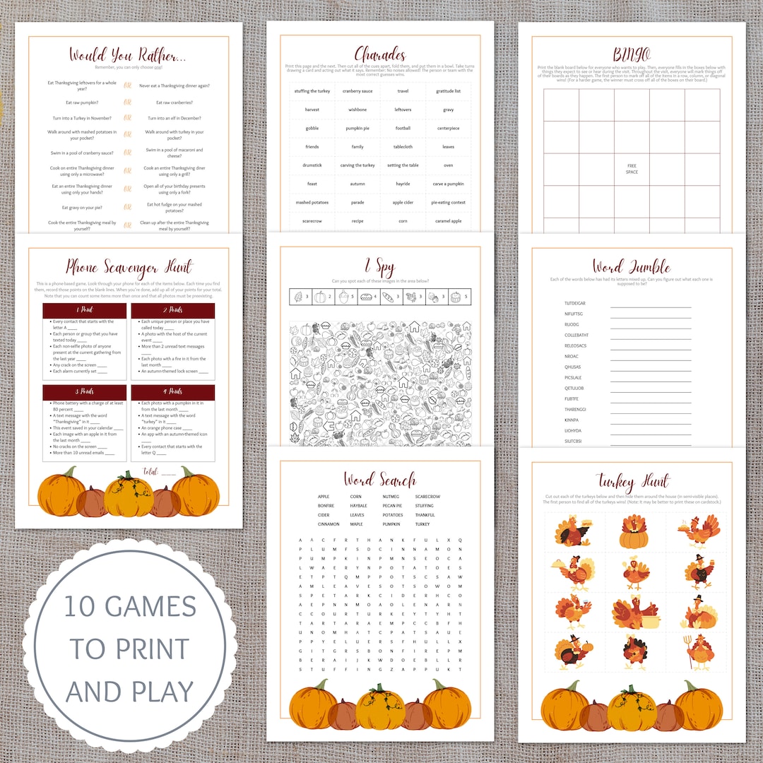 Thanksgiving Games | Printable Thanksgiving Activities for Families and ...
