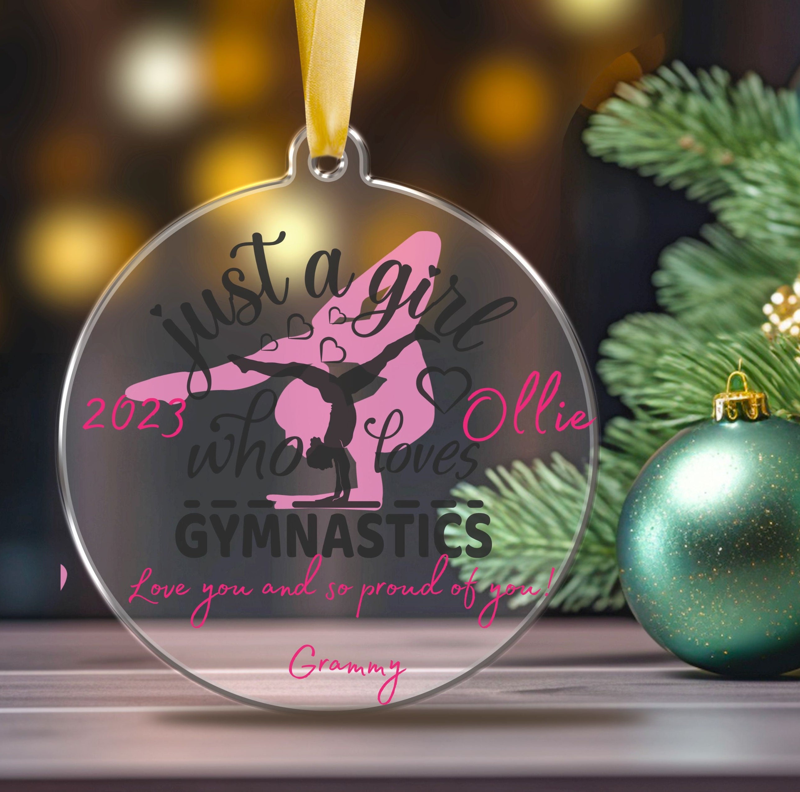 Personalized Gymnastics Ornament 2023, Girl's Gymnastics Christmas