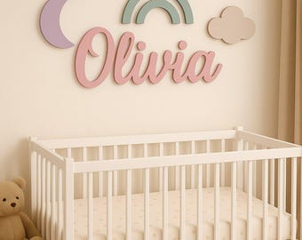 Personalized Wooden Name Sign, Nursery Decor, Above Crib