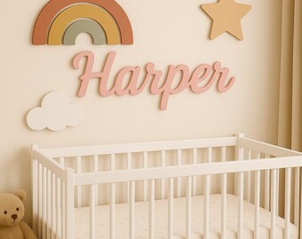 Personalized Name Sign Above The Crib, Rainbow Nursery Art