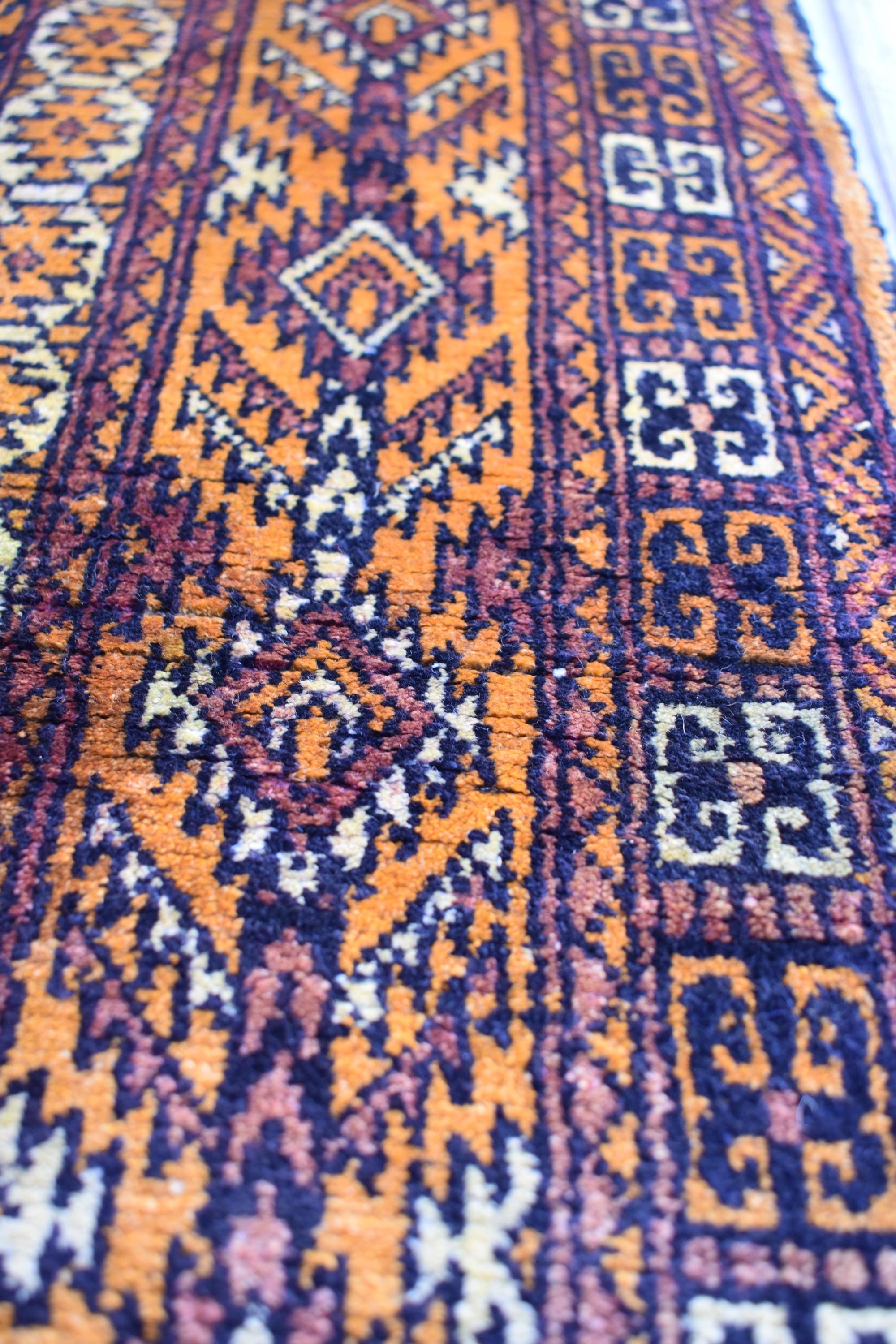 手織りアフガン・グラサック・ラグ：5.4x3.1フィート、ボヘミアン