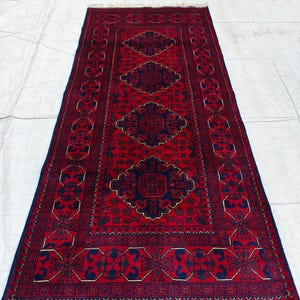 6.3x2.10 ft -Handmade Bukhara Runner Rug Traditional Afghan Wool Carpet - Vintage Red & Black Hallway Runner, Entryway Runner, Kitchen Rug