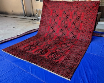 Vintage 8×11 ft Elephant Footprint Handwoven Wool Rug - Living Room Carpet