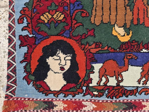 Laila Majnu Story Tapestry Wall Decor 3x4 Handmade Afghan Wool Rug