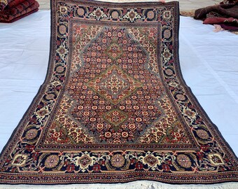 3x5 Tabriz Rug Hand-Knotted Wool Persian Afghan Carpet, Vibrant Multicolor Rug, Rug For Living Room, Bedroom Rug, Small Size Rug 4.11x3.4 ft