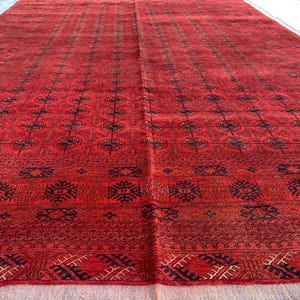 Antique Shak-e-Faryab Rug 9.5x6.6 ft - Handmade Afghan Wool Carpet, Vintage Oriental Area Rug, Bohemian Tribal Decor, Collectible Rare Item
