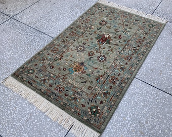 Vintage ポーランド製 ハンドメイド 平織り ウールラグ 北欧 モダン Antiques&Crafts880