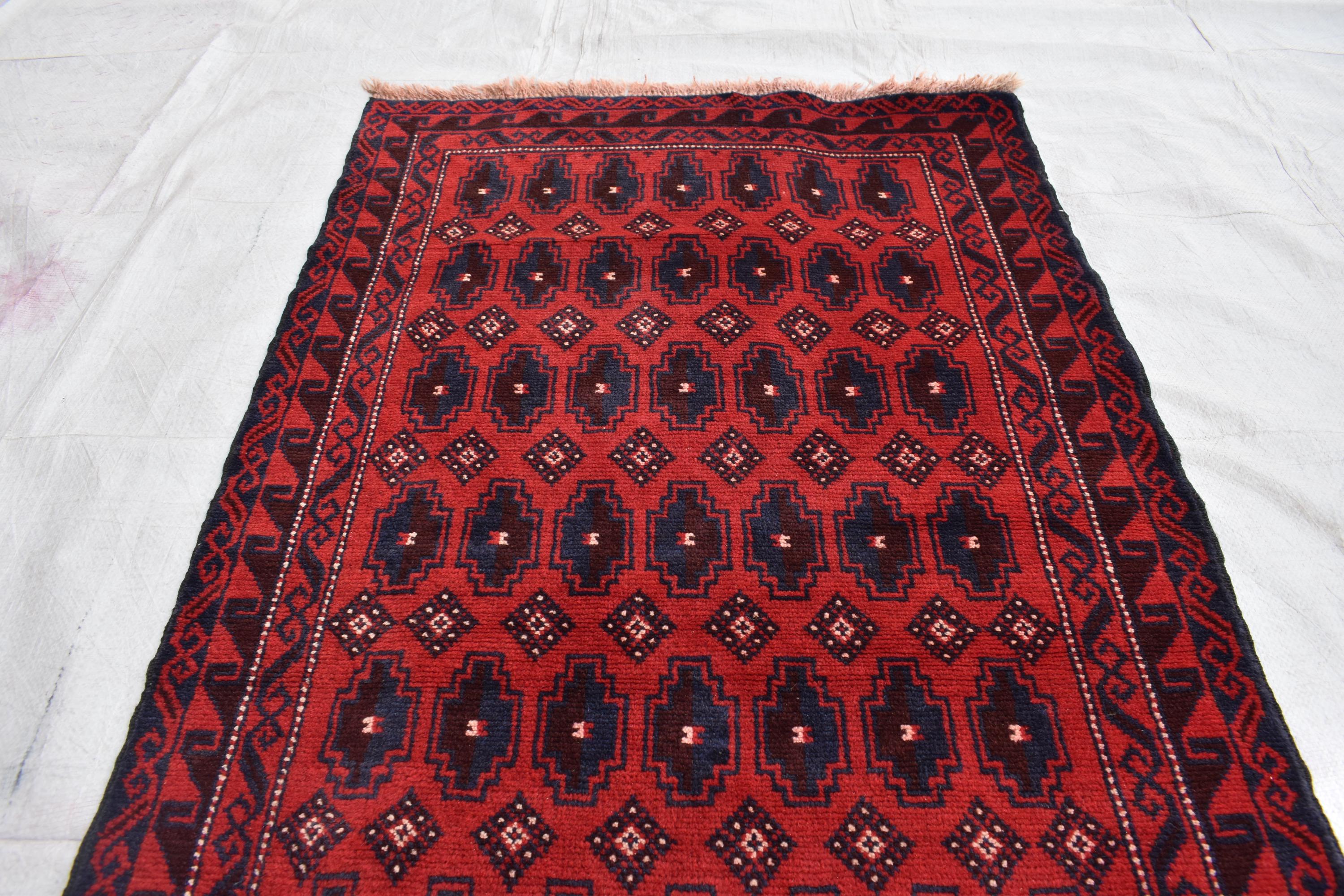 Antique Baluchi Rug (6.1x2.10 Ft): Handwoven Wool Tribal