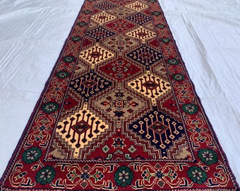 3 x 8フィートのハンドメイドアフガニスタンYousafiウールランナーラグ