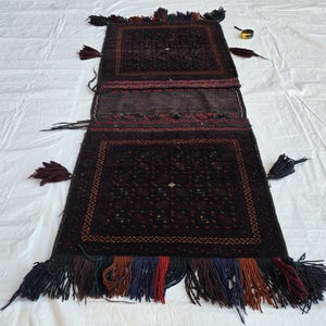 2x5 Vintage Saddlebag Afghan – Handwoven Tribal Bag Used for Camel & Horse, Boho Decor