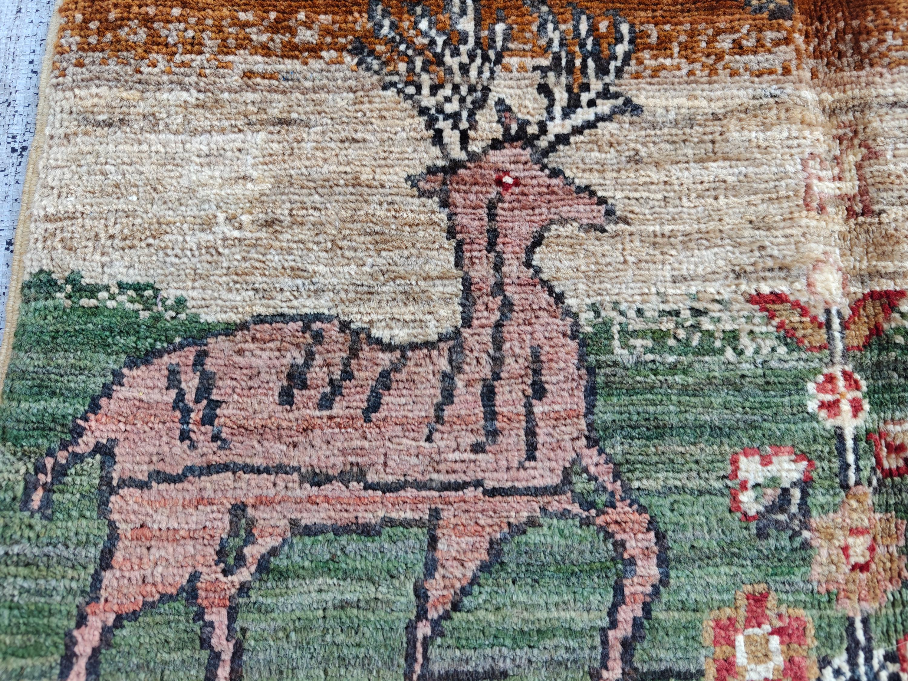 ハンドメイドウールのチョビラグ：ヴィンテージボヘミアン風玄関マット