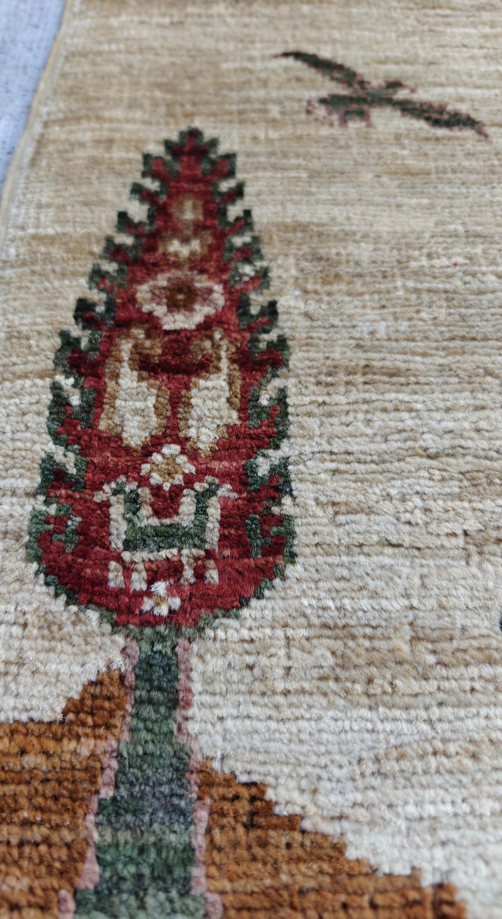 ハンドメイドウールのチョビラグ：ヴィンテージボヘミアン風玄関マット