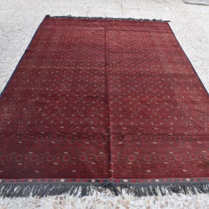 Vintage Antique Afghan Handmade Rug – 9.11 x 6.7 ft | Unique Tribal Design | Authentic Wool Carpet | One-of-a-Kind Oriental Afghan Rug