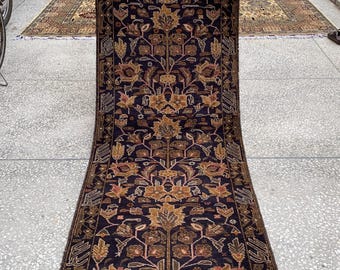 3x10 Vintage Baluchi Handmade Antique Hallway Runner Rug, Oriental Tribal Carpet, Bohemian Home Decor