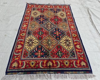 Handwoven Yousafi Beljik Rug 5x3.4 ft Authentic Afghan Wool Carpet, Elegant Oriental Area Rug, Perfect for Home Decor, Hallway Rug, Entryway