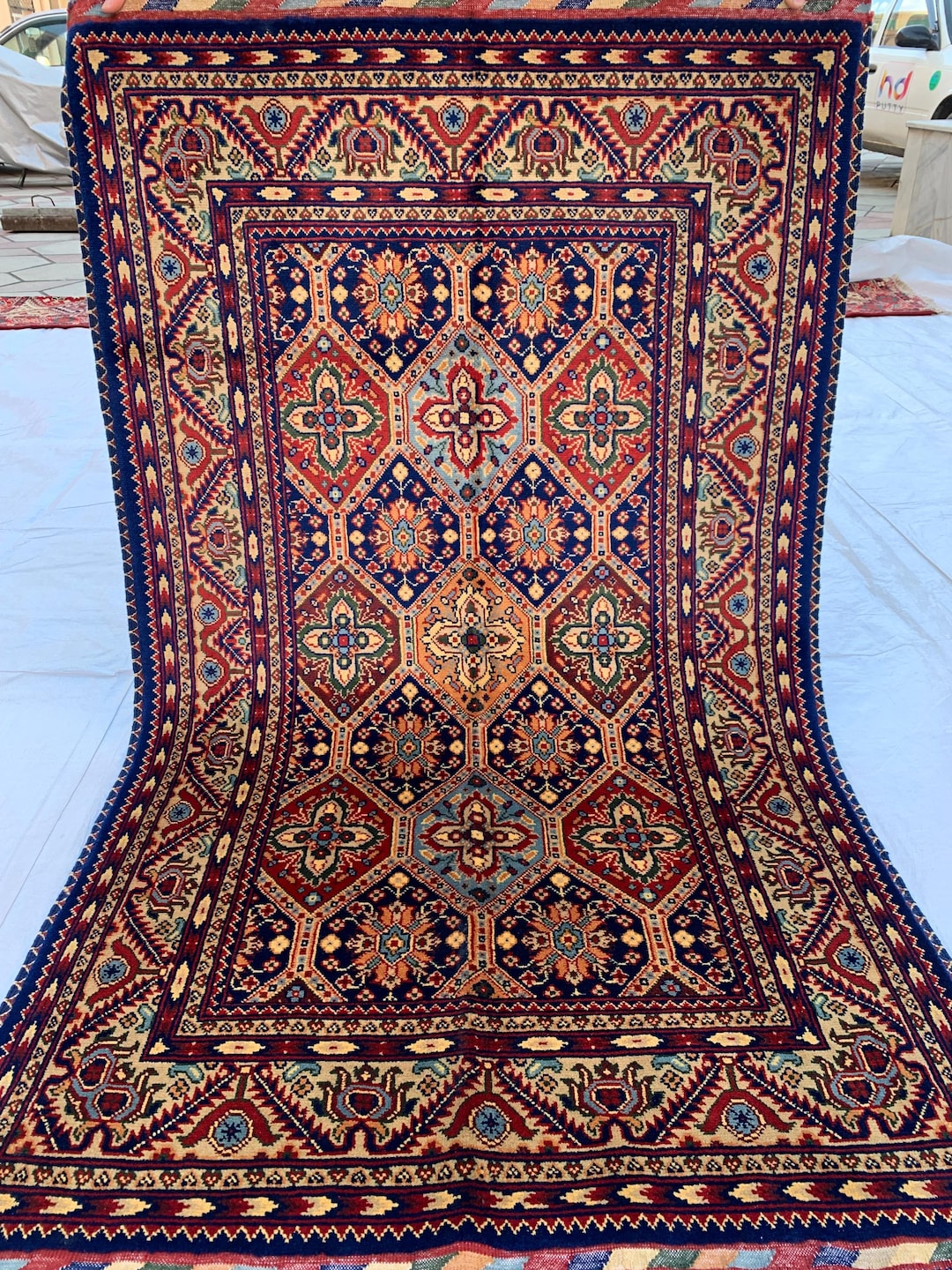 Handmade Wool Kashi Rug: Multi-colored Boho Area Rug (5.2x3.1 Ft) - Etsy