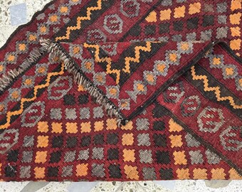 ヴィンテージトルクメンキリムラグ：3x6手織りウール平織り - Etsy 日本