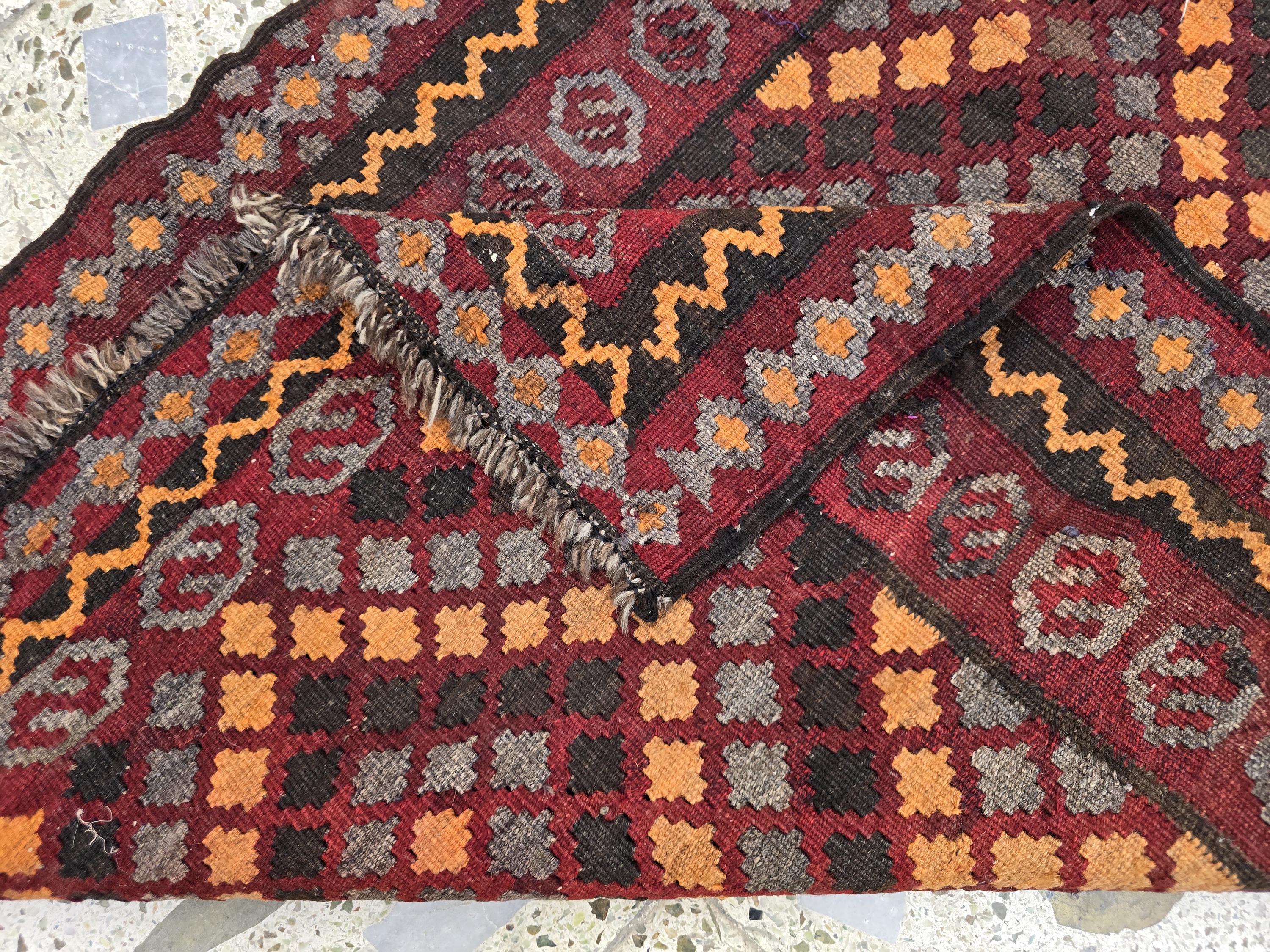 ヴィンテージトルクメンキリムラグ：3x6手織りウール平織り - Etsy 日本