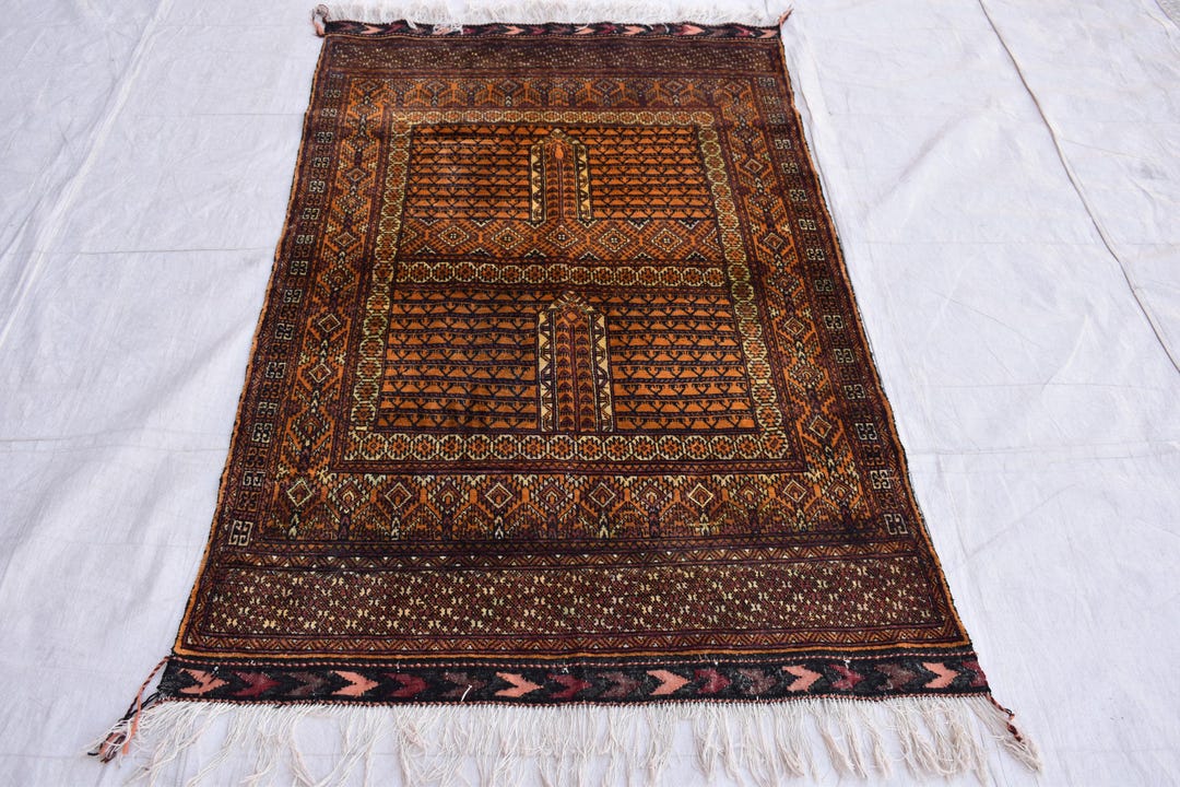 手織りアフガン・グラサック・ラグ：5.4x3.1フィート、ボヘミアン