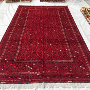 7x10 Vintage Bashiri Handmade Afghan Rug, Collectible Rug, Rugs For Living Room, Bedroom Rug, Farmhouse Rug 9.11x6.5, Medium Rug