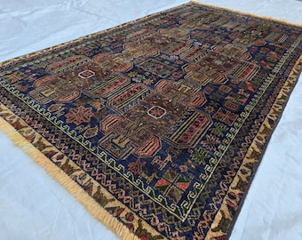 Vintage Baluchi 3x6 Hallway Runner Rug : 60-Year-Old Afghan Collectible Antique Carpet, Living Room Rug