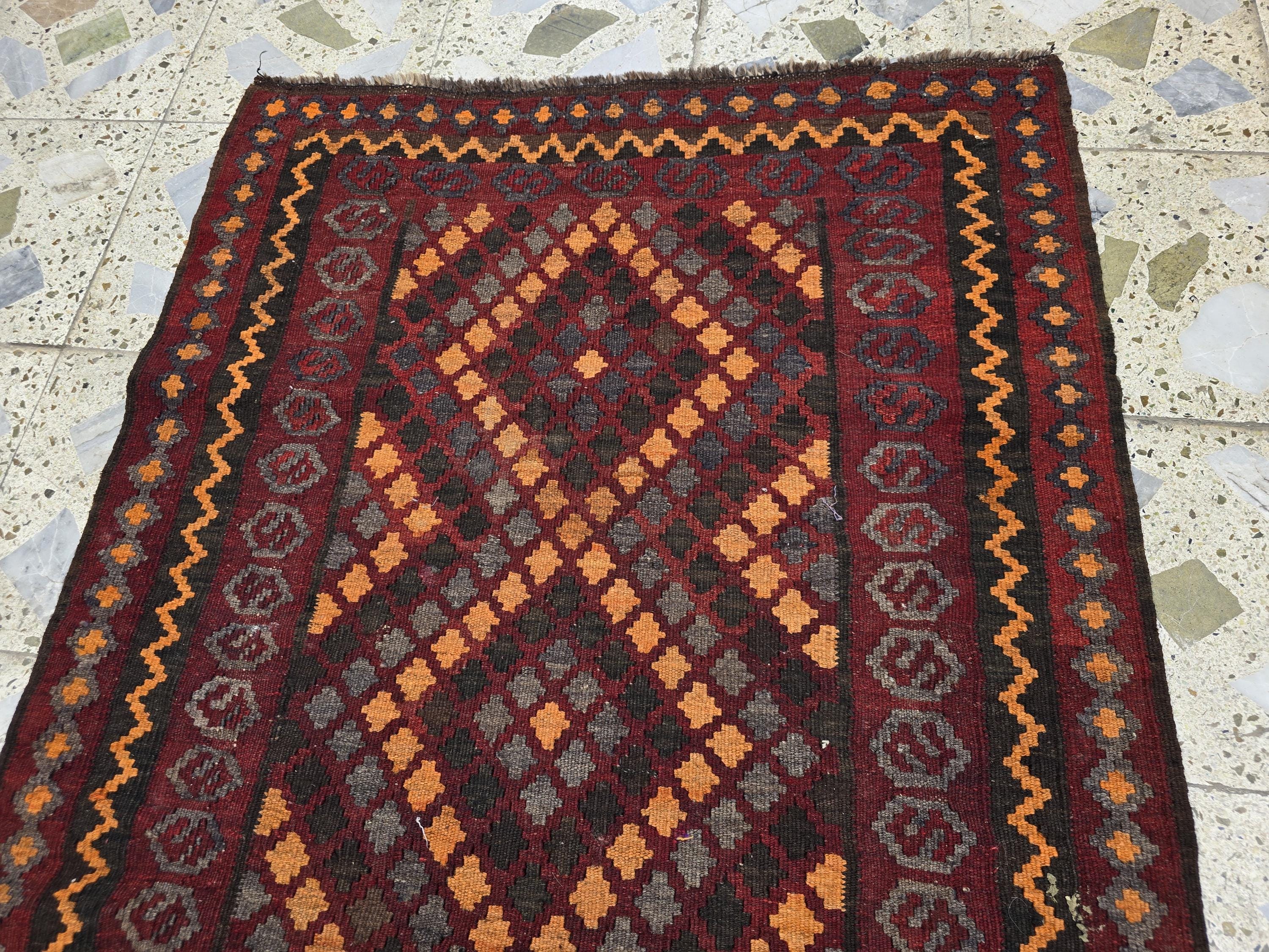 ヴィンテージトルクメンキリムラグ：3x6手織りウール平織り - Etsy 日本