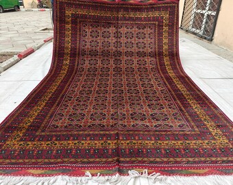 Handgewebter Yousafi Afghan Teppich: 300x2000, Geometrischer Wollteppich