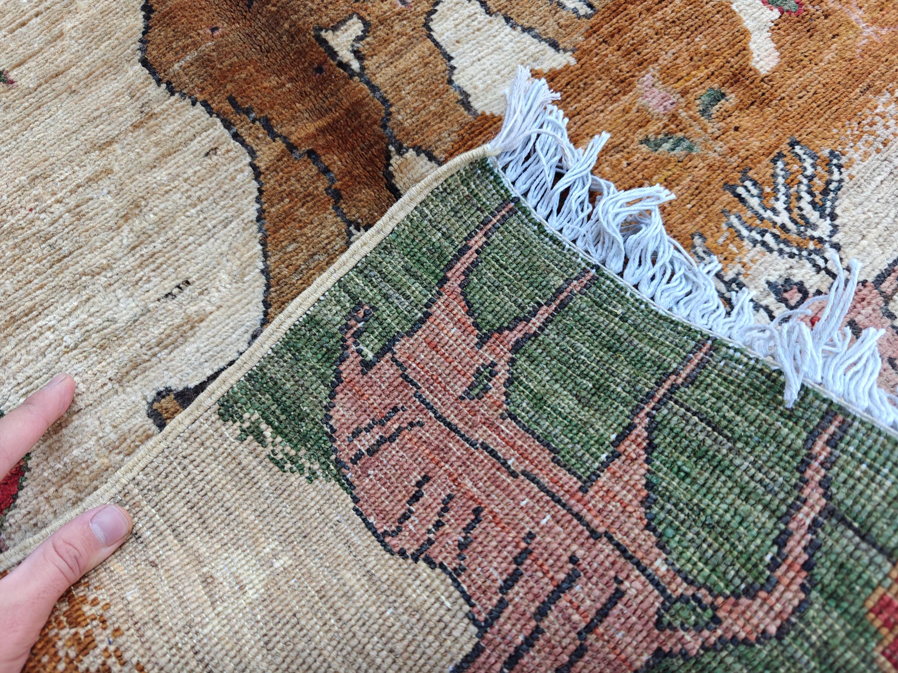 ハンドメイドウールのチョビラグ：ヴィンテージボヘミアン風玄関マット