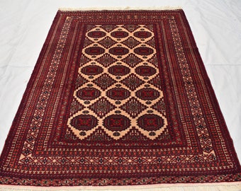 Vintage Afghan Turkman Wool Rug: Zahir Shahi Herati Design, 6x4