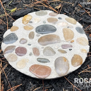 Rustic Cobblestone Garden Stepping Step Stone, Artist Signed Rosa