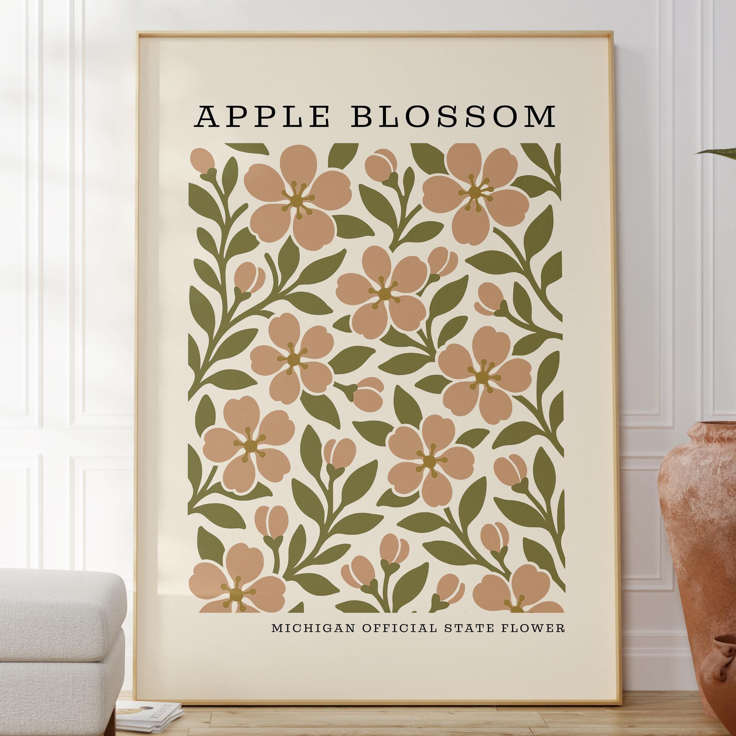Michigan State Flower Digital Download | Apple Blossom Botanical Wall ...