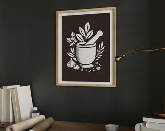 Impresión de cocina Pilón / Arte mural de cocina puertorriqueña (Descarga digital marrón)