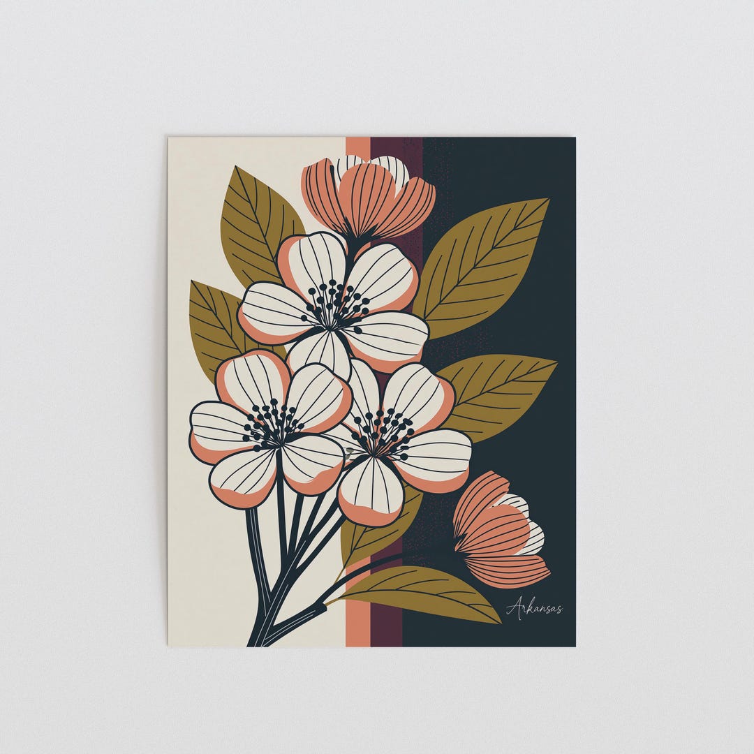 Arkansas State Flower Digital Download | Apple Blossom Botanical Wall ...