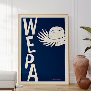 Wepa Hat Printable Wall Art | Puerto Rican Pride Decor | Mid Century Latin Culture Gift | Boricua Hispanic Heritage image 1
