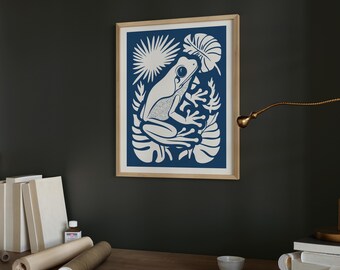 Coquí Frog Puerto Rican Art Print | Boricua Home Decor | Mid Century Latina Wall Art | Hispanic Heritage Gift