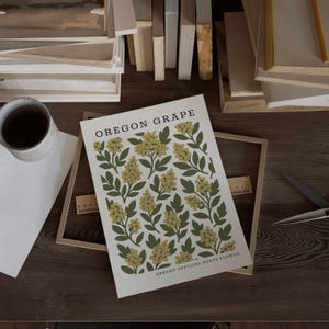 Oregon State Flower Art Print | Grape Botanical Wall Decor | Mid Century Modern Floral | Housewarming Gift image 3