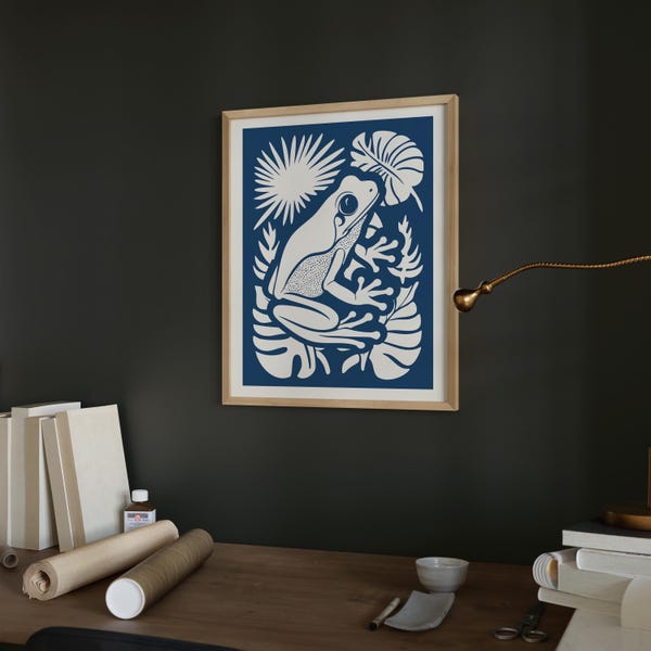 Coquí Frog Puerto Rican Art Print | Boricua Home Decor | Mid Century Latina Wall Art | Hispanic Heritage Gift