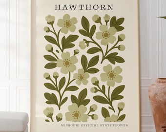 Hawthorn Flower Color Illustration Digital Download / Missouri